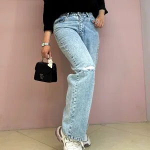 شلوار نیم بگ زانو زاپ