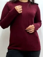 بلوز یقه گرد زرشکی