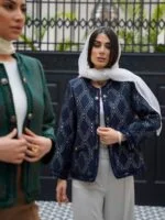 کت ژاکارد لوزی نوار دوزی