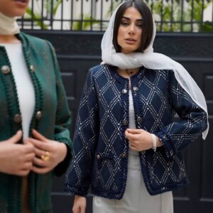 کت ژاکارد لوزی نوار دوزی