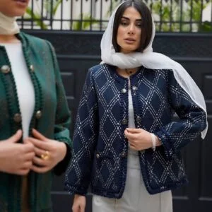 کت ژاکارد لوزی نوار دوزی