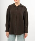 شومیز سیلک رویال قهوه ای تیره