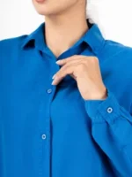 تصویر شومیز شومیز سیلک رویال آبی کاربنی زنانه