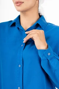 تصویر شومیز شومیز سیلک رویال آبی کاربنی زنانه